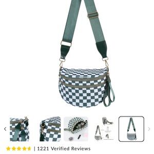 Emmafy viral crossbody bag: Stylish Green and White Checkered Women's Bag